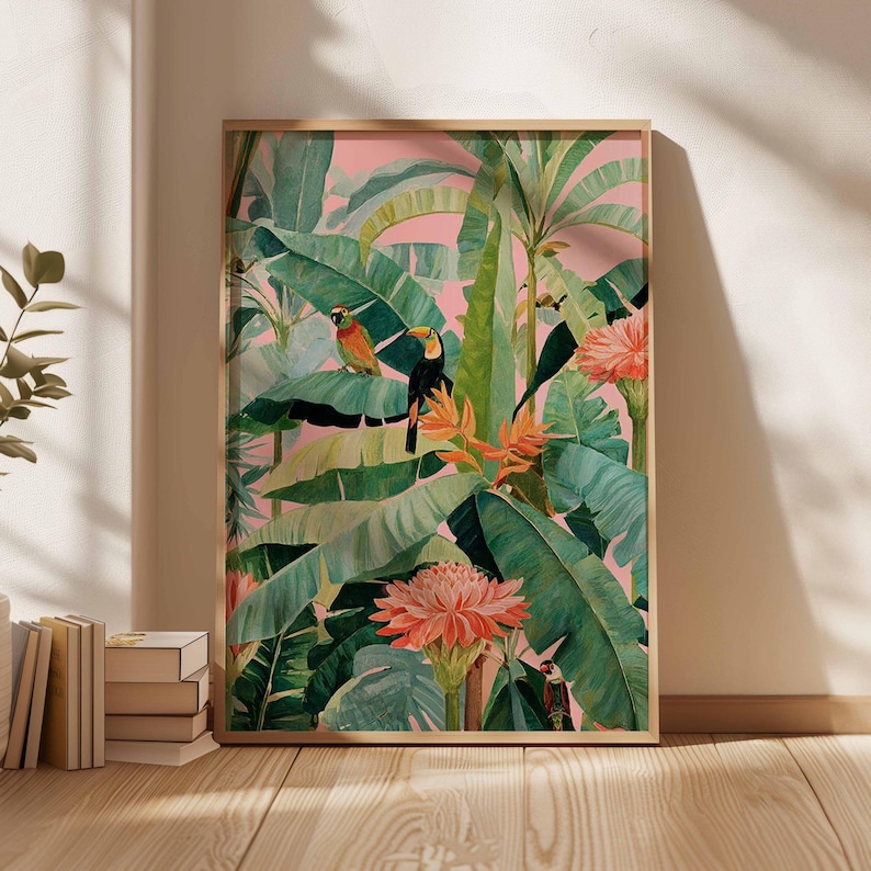 Office Furniture Layout - 1pc Retro Tropical Canvas Poster, Unframed