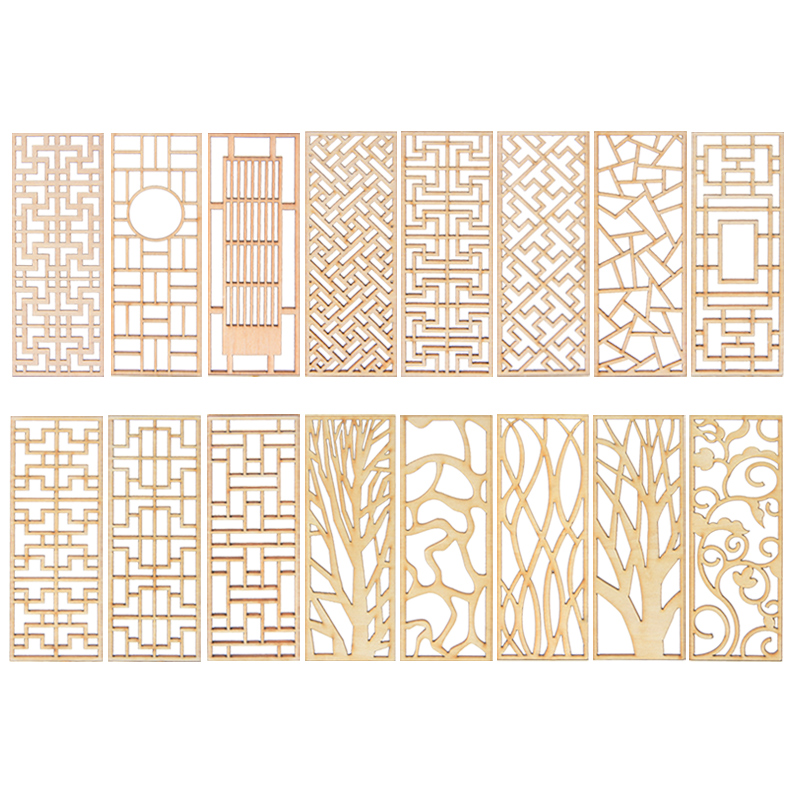 Partition Screen Divider - 4pcs Wooden Miniature Partition Screen Dollhouse