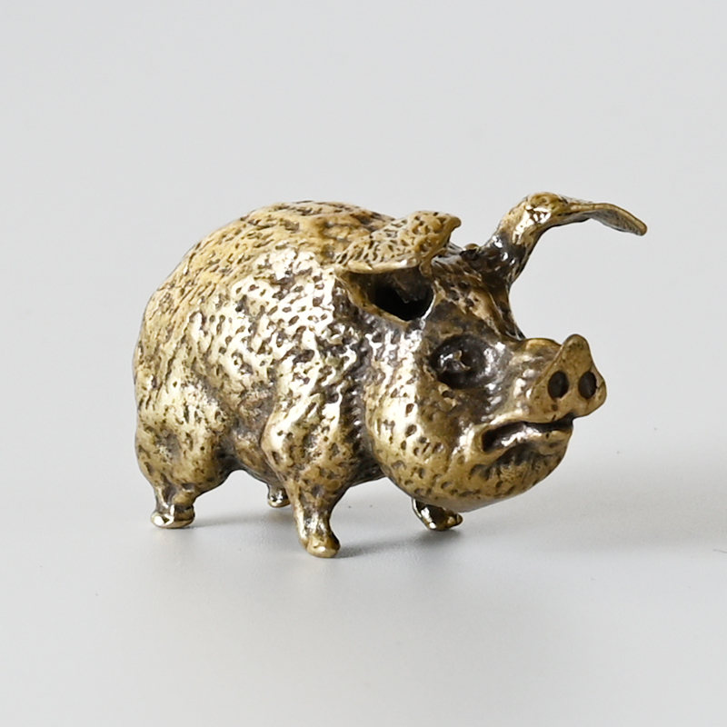 Office Furniture Warehouse - Vintage Brass Pig Small Ornaments Pure