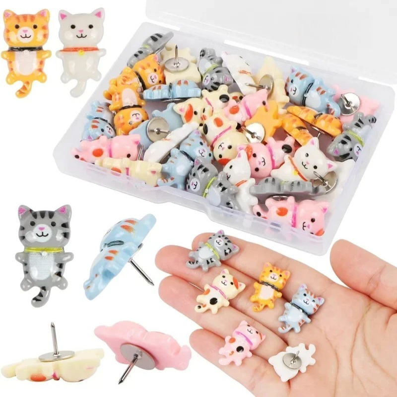 Office Furniture Online - 30Pcs Cute Resin Cat Push Pins