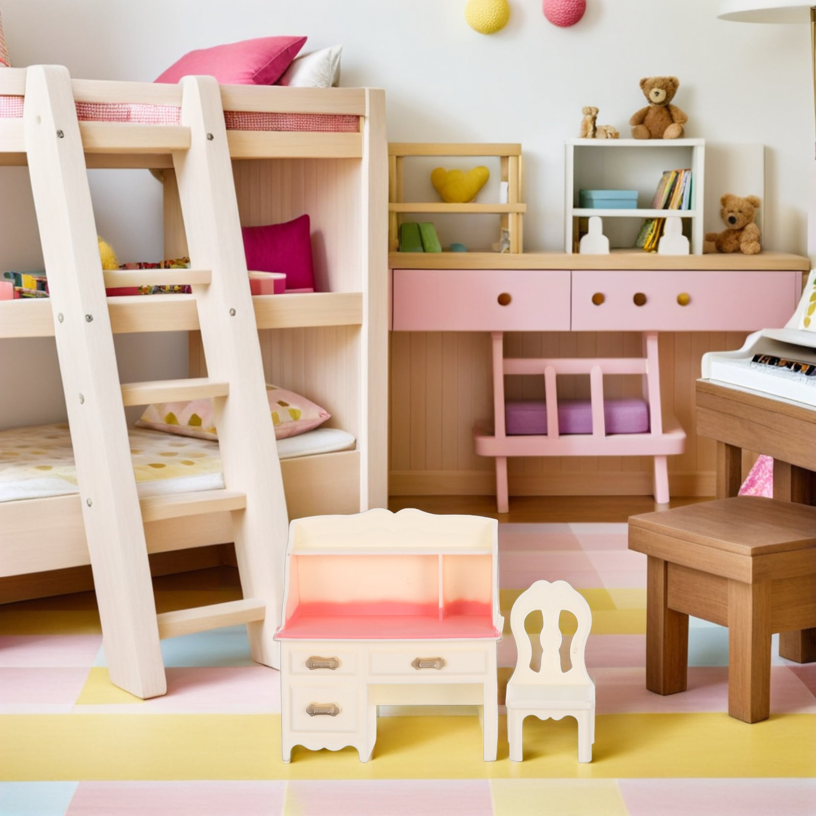 Office Furniture And Desks - 5Sets Miniature Dollhouse Furniture Modern Office