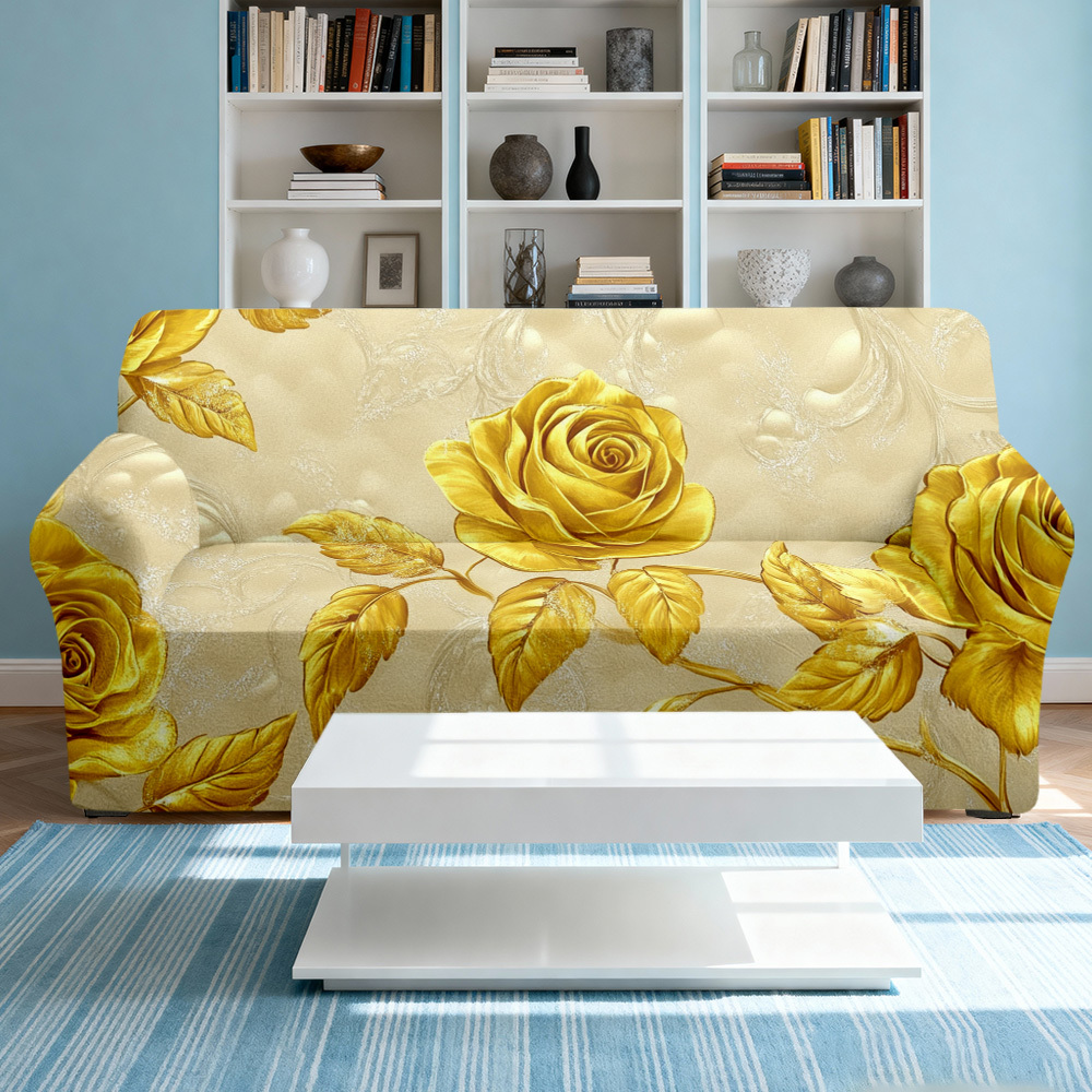Office Furniture Removal - 1pc Opulent Golden Rose Leaf Pattern