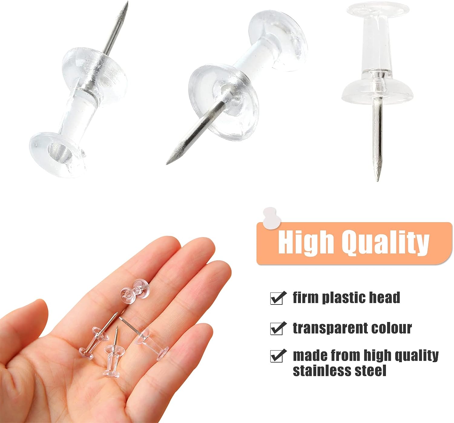50/100Pcs Push Pins Transparen - Office Furniture Online ulasan dan harga