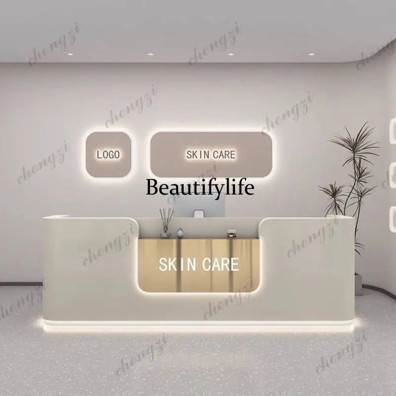 01A Logo Beauty Reception Desk - Office Furniture Logo ulasan dan harga