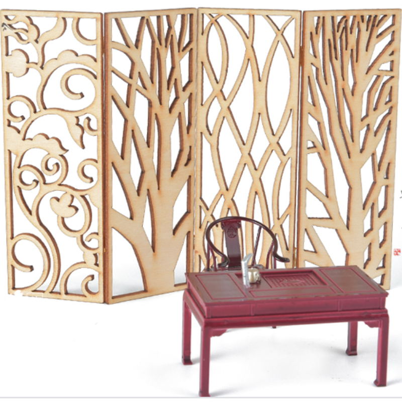4pcs Wooden Miniature Partitio - Partition Screen Divider ulasan dan harga