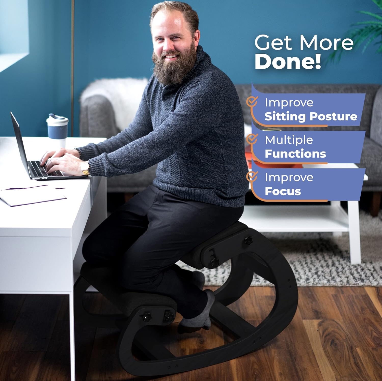 Ergonomic Wooden Kneeling Chai - Office Furniture And Desks ulasan dan harga