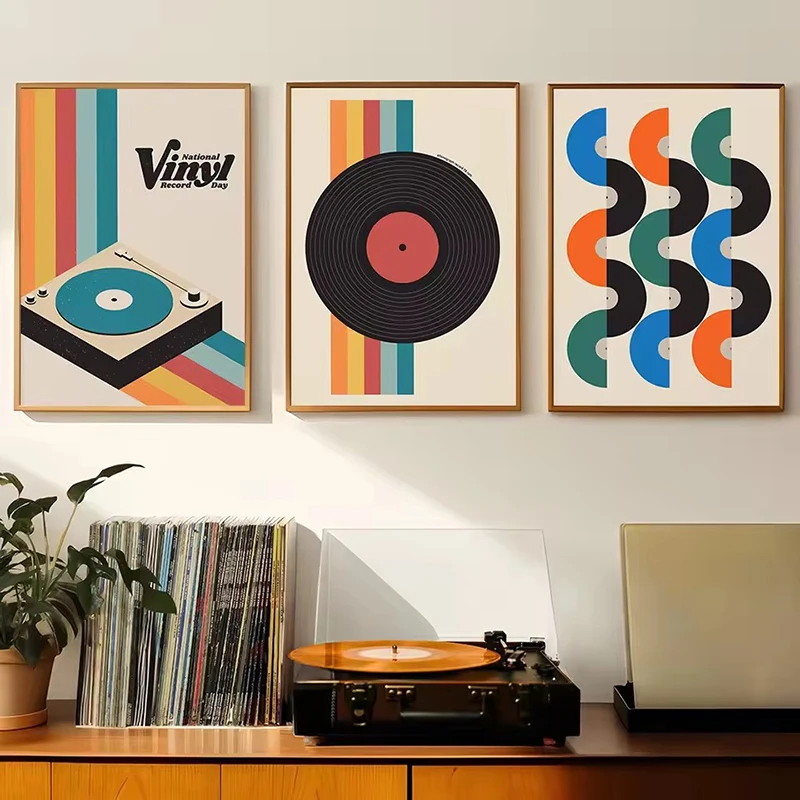 Mid Century Vinyl Record Canva - Office Furniture Layout ulasan dan harga