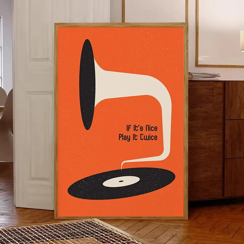 Mid Century Vinyl Record Canva - Office Furniture Layout ulasan dan harga