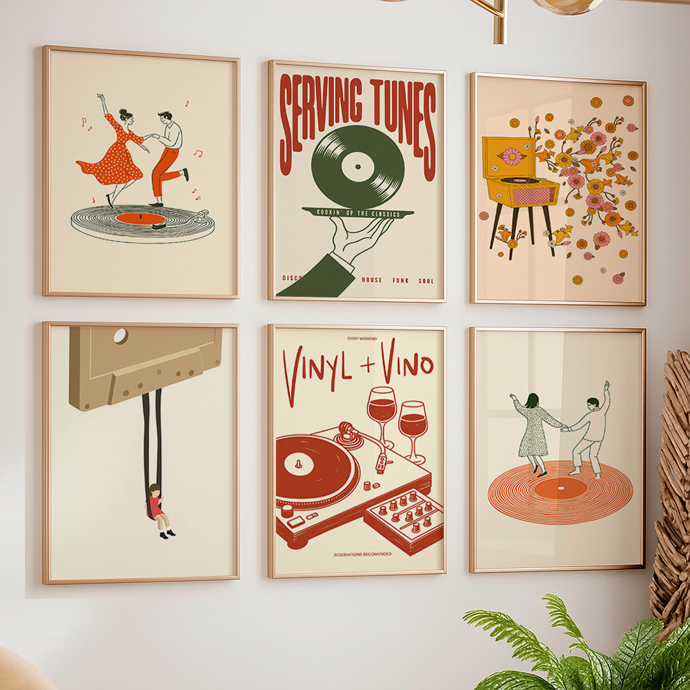 1pc Vintage Music Canvas Poste - Office Furniture Layout ulasan dan harga