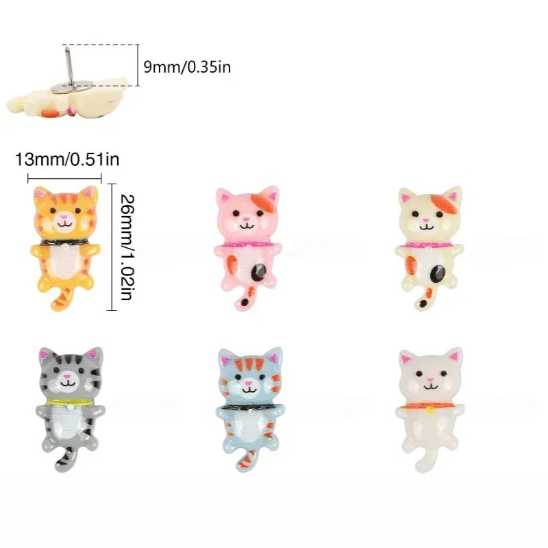 30Pcs Cute Resin Cat Push Pins - Office Furniture Online ulasan dan harga