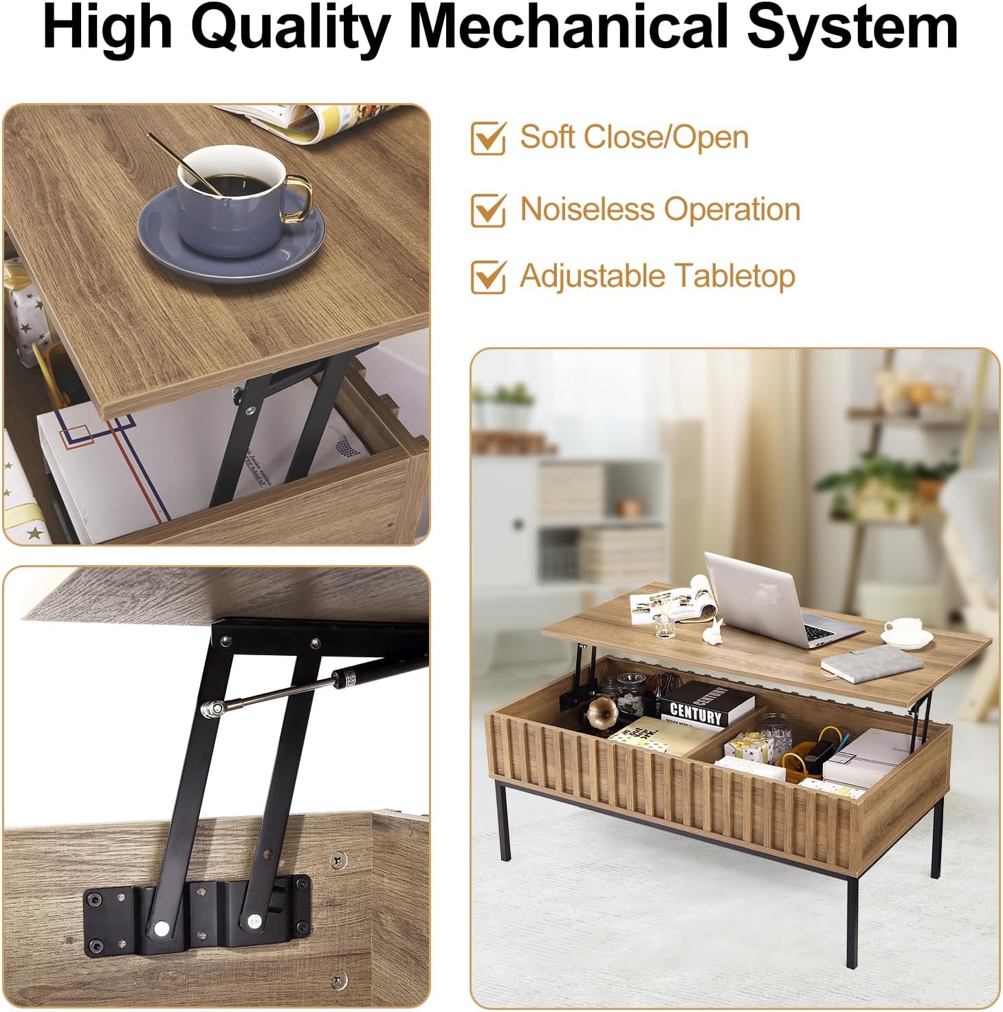 Wood Lift Top Coffee Table Wit - Office Furniture Removal ulasan dan harga