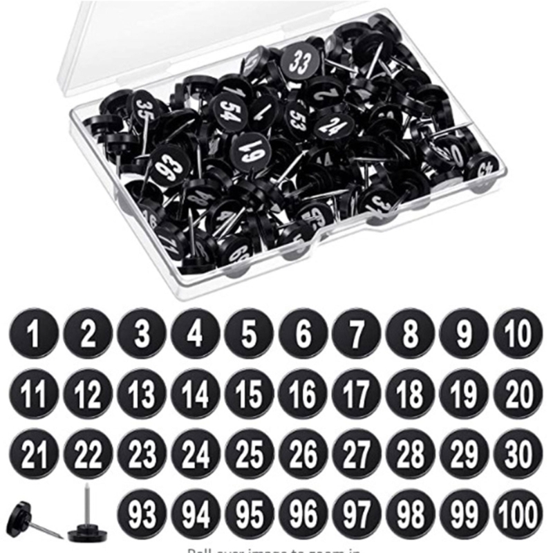 100Pcs Round Numbered Pushpins - Office Furniture Online ulasan dan harga