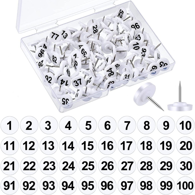 100Pcs Round Numbered Pushpins - Office Furniture Online ulasan dan harga